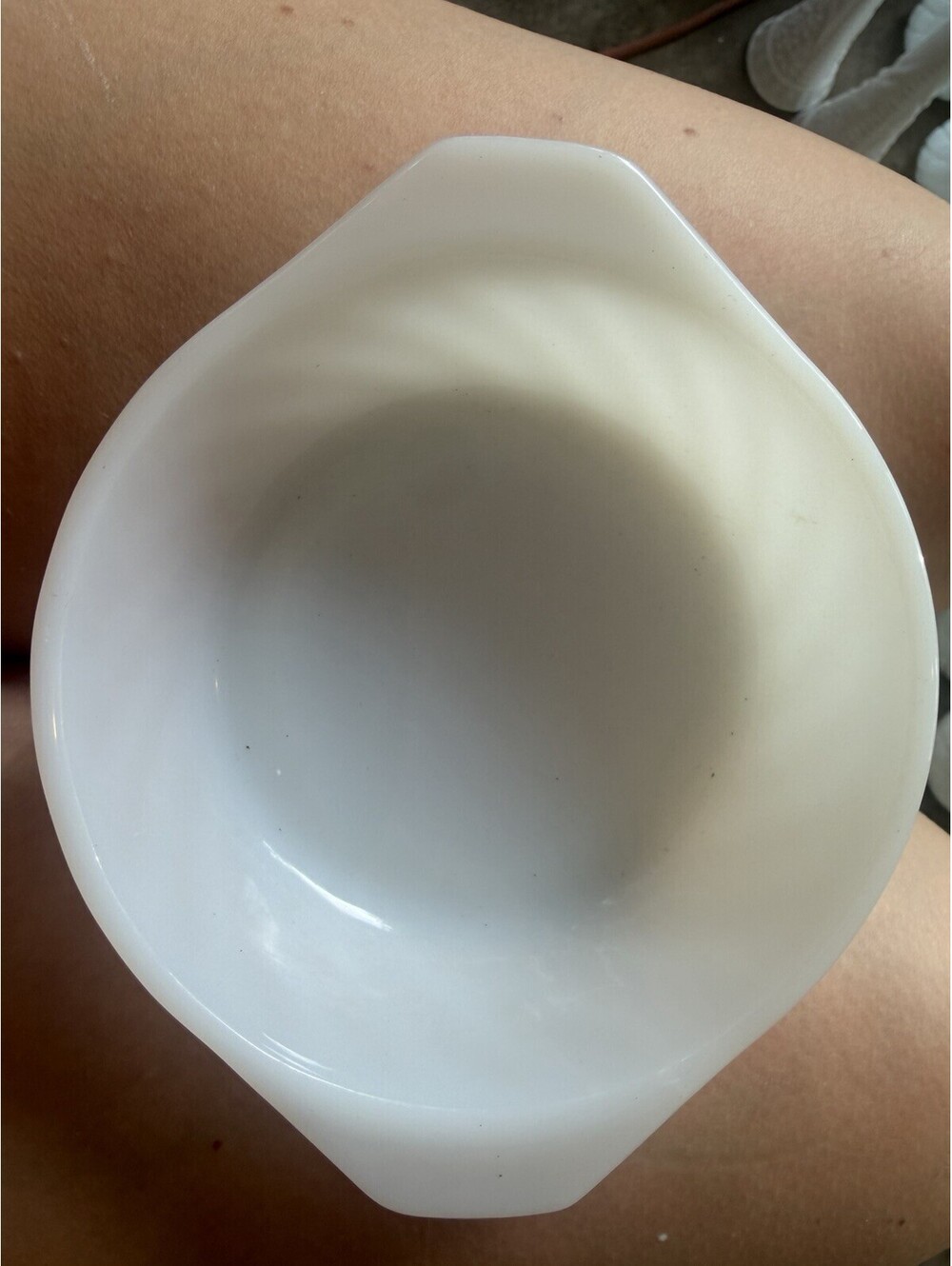 Vintage  Anchor Hocking Fire King Casserole Mini Dish Swirl Milk Glass